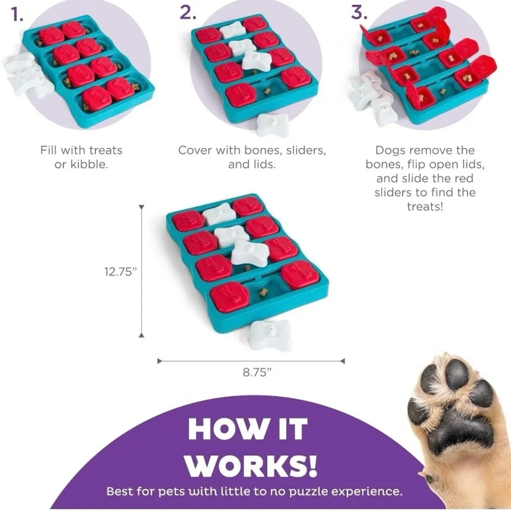 Outward Hound Dog Brick Dog Treat Puzzle Maze Game Level 2 by Nina Ottosson NIB